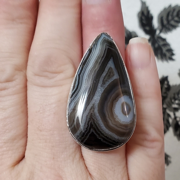 New Huge Botswana Agate 925 Silver Ring. - Picture 7 of 8